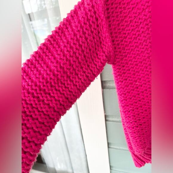 Anthropologie moth pink cardigan open front chunky knit cute girly bright summer - Picture 2 of 7